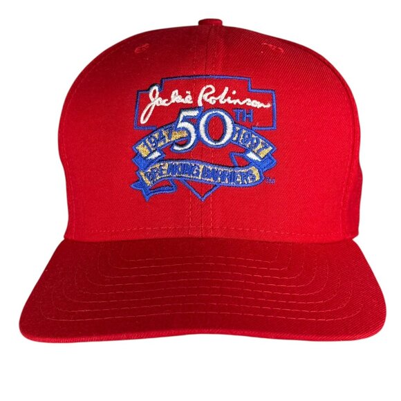 Jackie Robinson 50th Anniversary Red Snapback Cap By New Era Medium-Large NWT - Picture 1 of 9